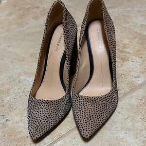 Gianni Bini Polka Dot Tan and Black Heels
